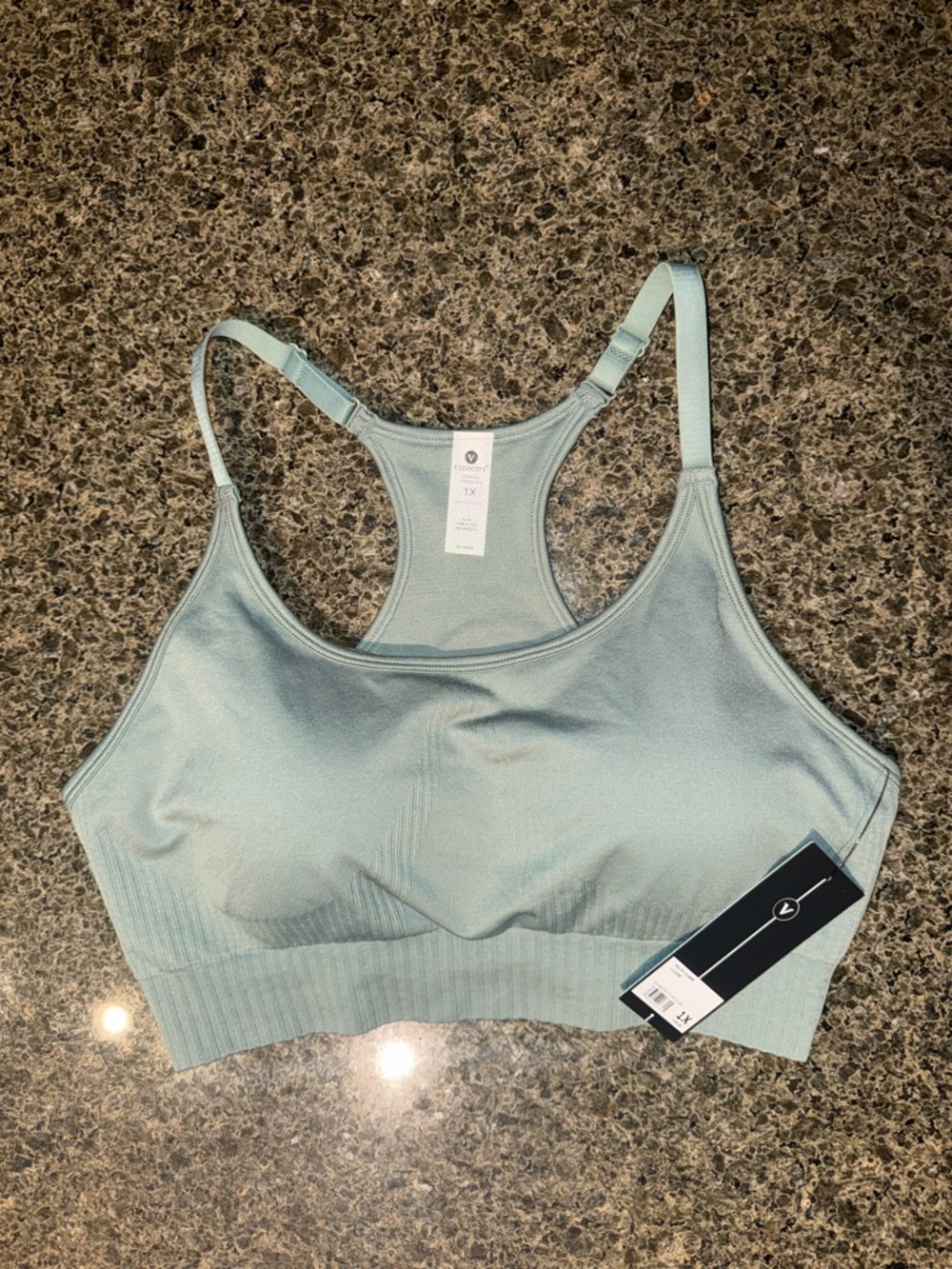 New Sage Green Seamless Open-back Sports Bra - Size 1XL